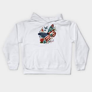 4th of July Floral Butterfly Funny Kids Hoodie